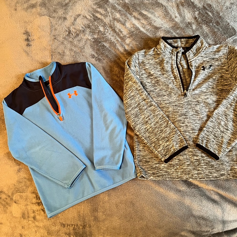 Boy’s Under Armour 1/4 zip fleece pullover lot of 2. Size 6 and Size 7